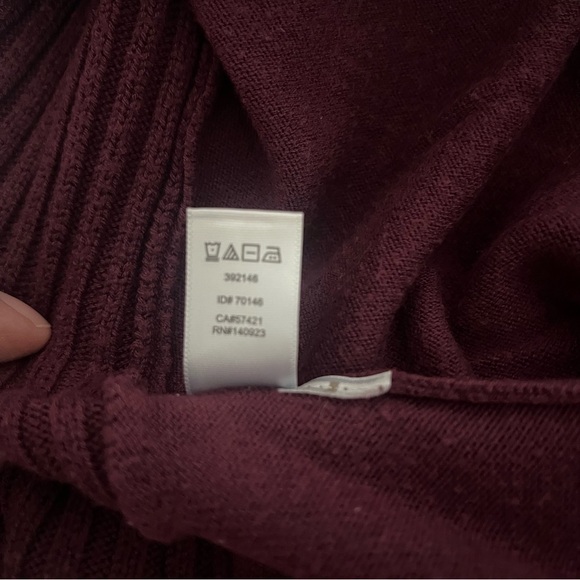 Loft Women’s XS Drape Open Front Cardigan Sweater Long Sleeve Plum/Maroon Office - Picture 8 of 8